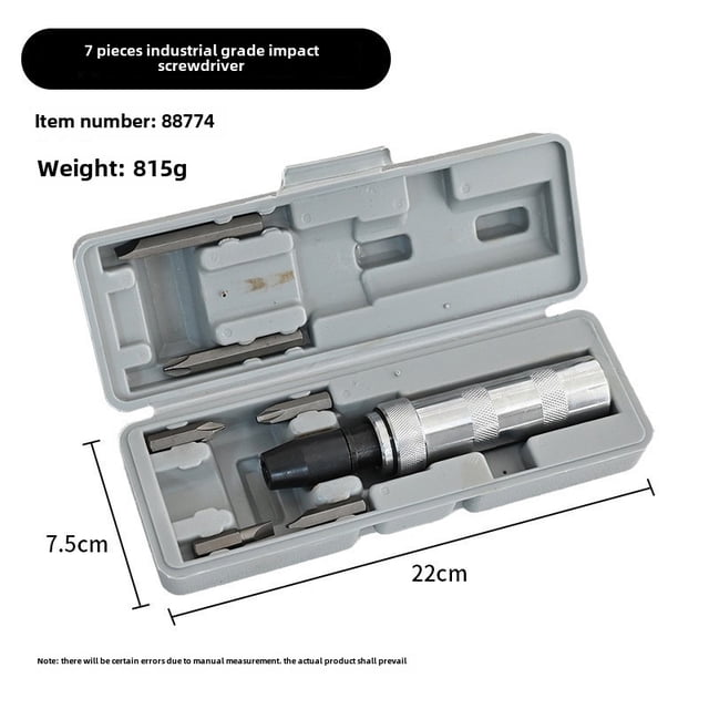 Ensemble de Tournevis à Impact à Poignée Argentée 7 Pcs avec Boîtier de Rangement en Fer - Construction en Acier Chromé-Vanadium pour un Retrait et une Installation Durables des Vis, Idéal pour les Amateurs et Professionnels de Bricolage