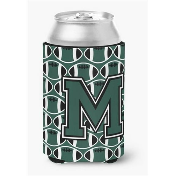 Letter M Football Green & White Can or Bottle Hugger