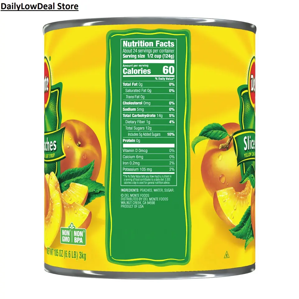 2 PACK - Del Monte Lite Sliced Peaches (105 oz. Each)