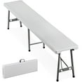 thumbnail image 5 of ZENSTYLE Camping Table Set 6ft Folding Plastic Table with 2 pcs Portable Benches Indoor Outdoor HDPE, Brown Table + White Bench, 5 of 8