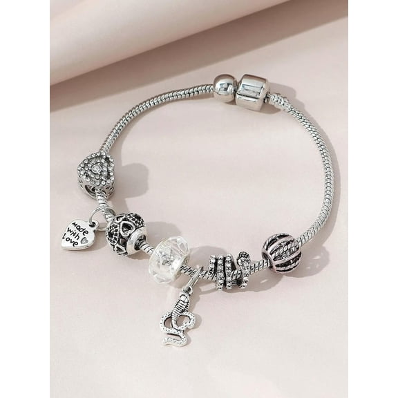 QQTDFG Heart and Snake Charm Bracelet Creative Jewelry Stackable Bracelet Crafted-default