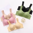 thumbnail image 5 of VISALY Daisy Bras for Older Women Front Closure Push Up Bra Comfortable Full Coverage Bras No Underwire Plus Size Supportive Bra for Seniors Comfort Wireless Wide Straps Snap Closing Bra Beige 46, 5 of 8