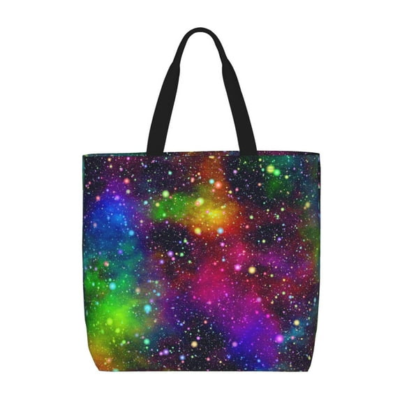 Naloa Bright Universe Tote Bag for Women, Foldable Tote Bag With Zipper, Large Shoulder Bag, Top Handle Handbag for Travel, Work, Shopping