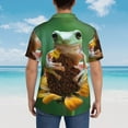 thumbnail image 4 of Sikiie Tree Frog Sitting On Sunflowes Print Men's Hawaiian Shirt, Summer Beach Button Pocket Short Sleeve T-Shirt,X-Large, 4 of 7