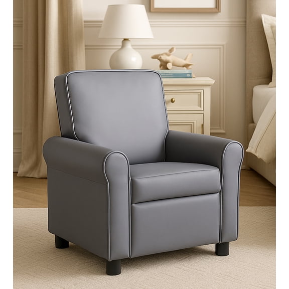 Olive & Opie Jordan Kids/Toddler Recliner Chair - Push Back Lounge Sofa for Boys & Girls Age 3 , Vegan Leather Mink