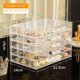 thumbnail image 1 of Organizador de caja de almacenamiento, soporte de caja de almacenamiento de joyería acrílica, 5 cajones, soporte para presentación de joyería transparente con 120 compartimentos pequeños, 1 of 5