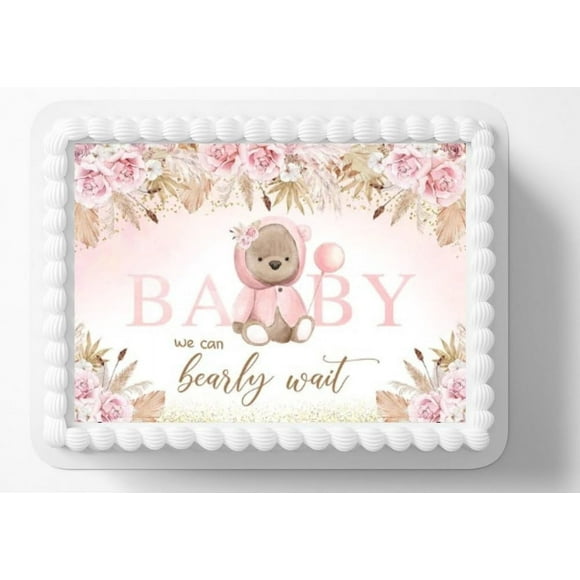Sheet Bearly Wait P Theme Bear Baby Shower Edible Image Edible Birthday Cake Topper Frosting Sheet Icing Paper Cake Decoration Edible Cake Sticker Decal