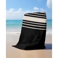 thumbnail image 4 of Black Beige Striped Beach Towels Oversized Super Absorbent, Modern Farmhouse Retro Lines Lightweight Bath Towel Quick Dry Sets For Bathroom/Pool/Rv Camping/Beach Play/Gym Room/Picnic 35"x70", 4 of 8