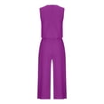 thumbnail image 3 of Pejock 2 Piece Outfits for Women Round Neck Cotton Linen Sleeveless Tank Crop Top Wide Leg Pants Matching Lounge Sets Oversized Running Jogger Tracksuit Summer Casual Tops Pockets Bottom Vacation Sets, 3 of 6