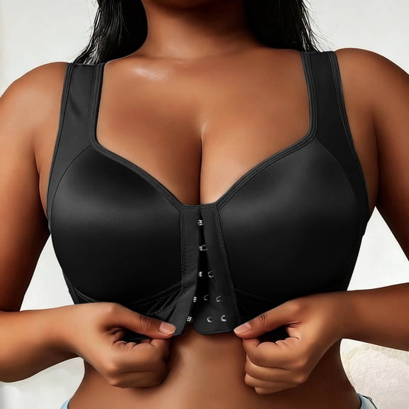 Plus Size Bra For Women Comfortable Front-Close Full Coverage Underwire Supportive Tshirt Bras