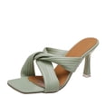 thumbnail image 2 of Sandalias de tacón alto para mujer, para ocio, vacaciones, cabeza cuadrada, plisadas, cruzadas Wmkox8yii ytu2594, 2 of 9