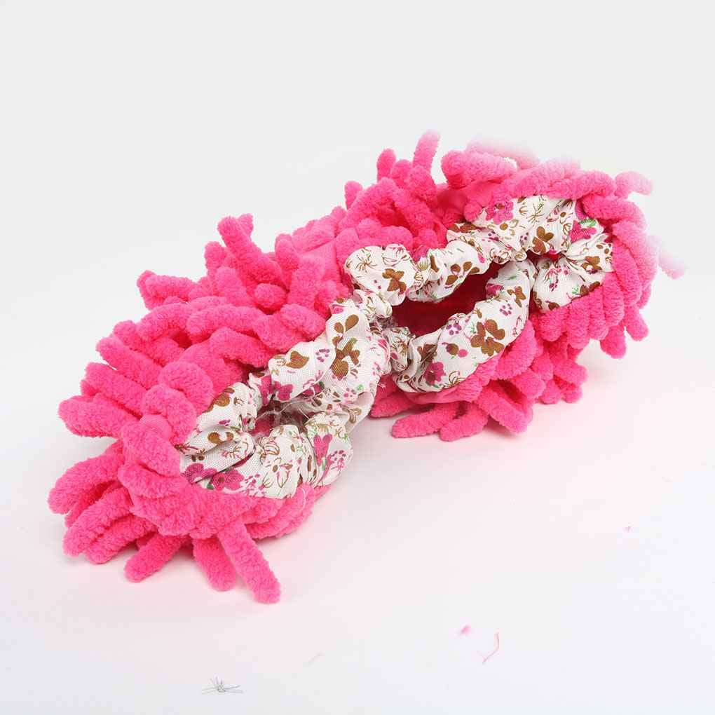 MECCANIXITY Washable Chenille Shoe Covers - 4 Pack Pink Microfiber Duster Slippers For Floor Cleaning