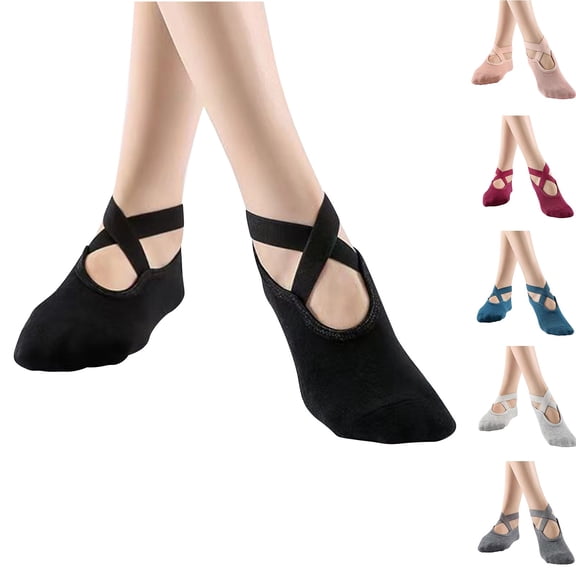 Babcutegg Pilates Socks for Women Athletic Wear with Straps Yoga Non-Slip Gym Wear Comfortable and Breathable Womens Athletic Wear Black Size Free Size