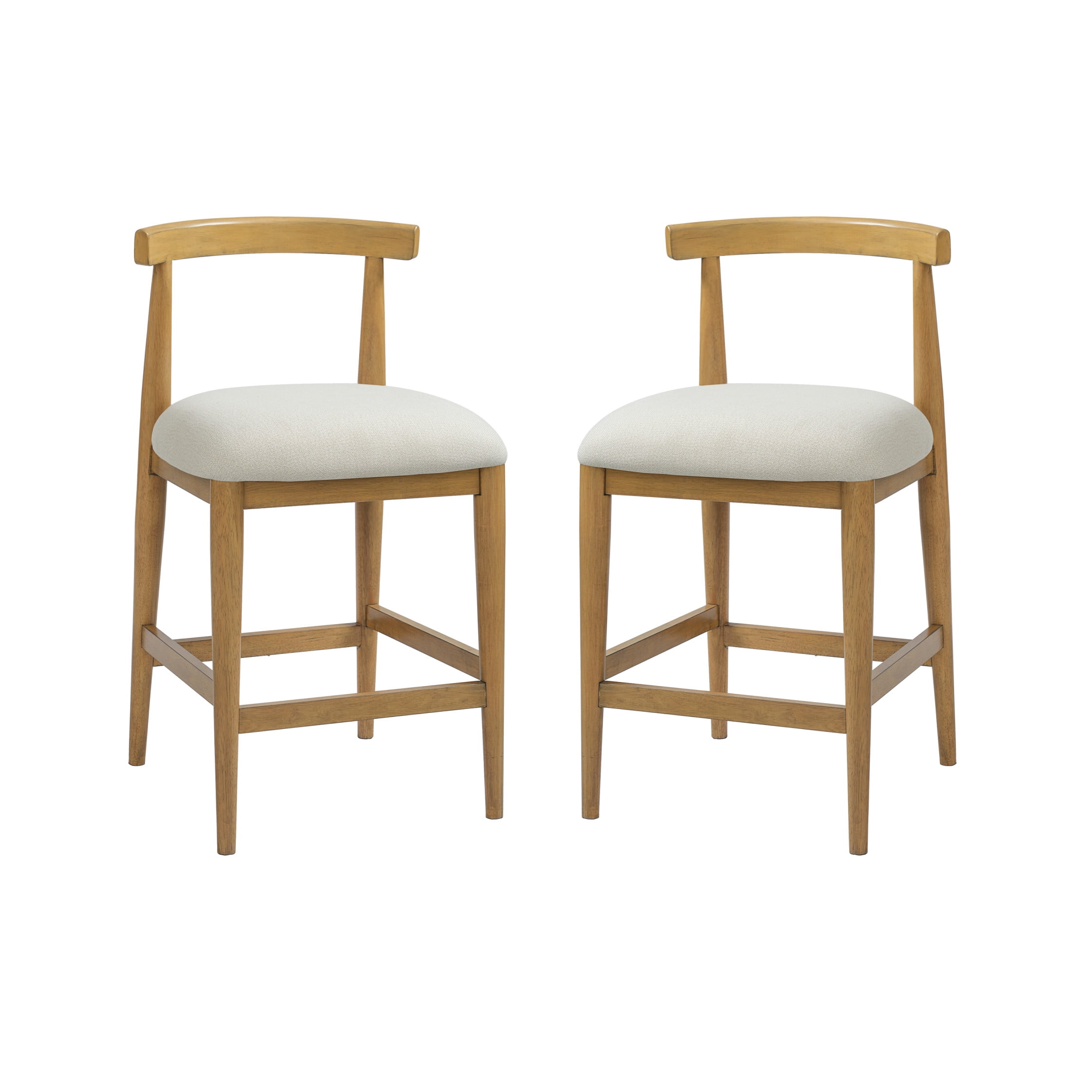 Christopher Knight Home Modern Fabric Upholstered Counter Height Bar Stools, Natural+Beige, Set of 2