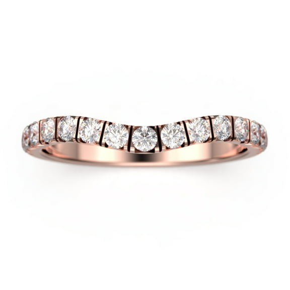 Radhika2 Curved Diamond Moissanite Ring 18K Rose Gold Over Silver