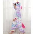 thumbnail image 1 of Pijama de una pieza con dibujos de animales para niños, ropa de hogar de manga larga de franela con diseño de caballo y cielo estrellado de arcoíris, 1 of 6