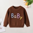 thumbnail image 2 of Gubotare Sweater Baby Boys Boys Crewneck Long Sleeve Ribbed Pullover Sweaters Knitted Sweater Tops Size 3 6 Months (Coffee,3-6 Months), 2 of 9
