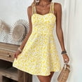 thumbnail image 5 of MORTTIC Women's Boho Floral Mini Dress Spaghetti Strap A-Line Sundress for Vacation Casual Summer Wear Yellow，S, 5 of 7