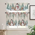 thumbnail image 2 of Winter Christmas Kitchen Curtains and Valances Set, Snowman Berries Squirrel Elk Tree Linen Rod Pocket Window Valance Window Curtain Panels for Living Room Bedroom Laundry, 27.5x24in, 3 Pieces, 2 of 7