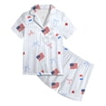 thumbnail image 4 of Kids 4th of July Print Pajama Set, Button Down Short Sleeve Top and Elastic Waist Shorts Sleepwear for Boys and Girls, Independence Day Loungewear(White1,4-5 Years), 4 of 4