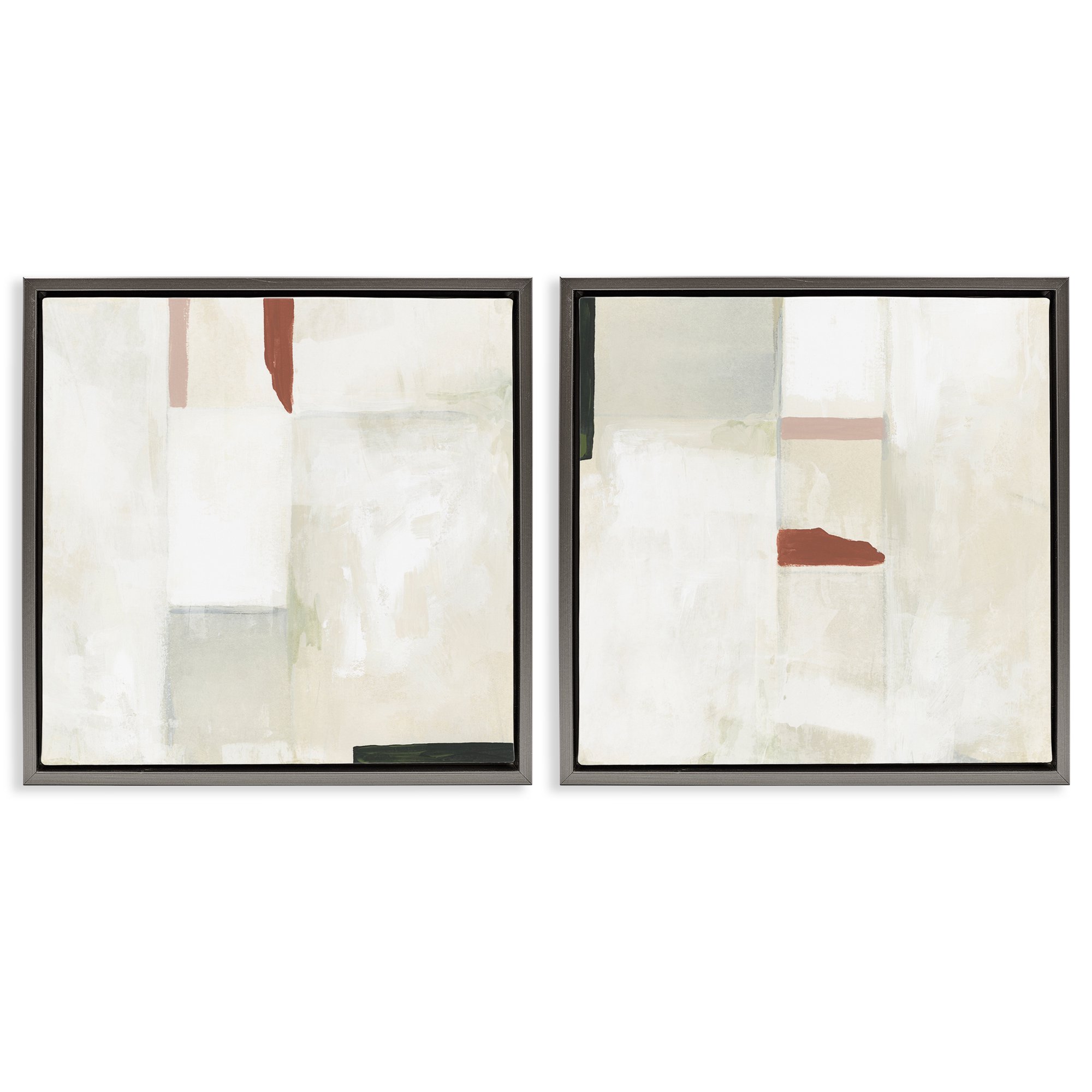 Stupell Industries Neutral Rectangles Mauve Effects Abstract Painting Gray Floater Framed Canvas Art Print Wall Art 18 x 18 Set of 2
