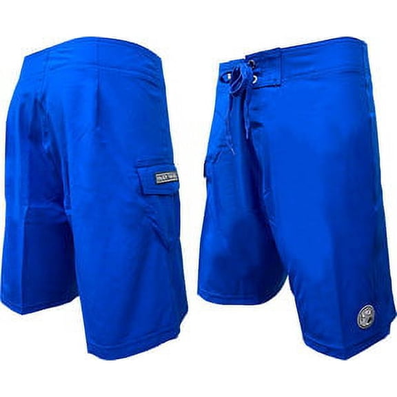 HIC Hawaiian Island Creations Men’s Stretch Lifeguard Surf Board Shorts (Royal, 30)