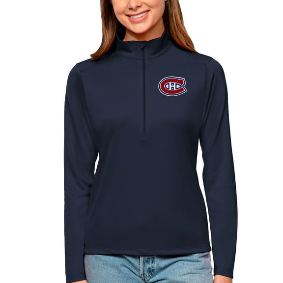 Women's Antigua Navy Montreal Canadiens Tribute Quarter-Zip Pullover Top