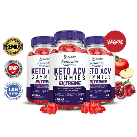 (3 Pack) Keto Calm Extreme ACV Gummies 2000mg Dietary Supplement 180 Gummys