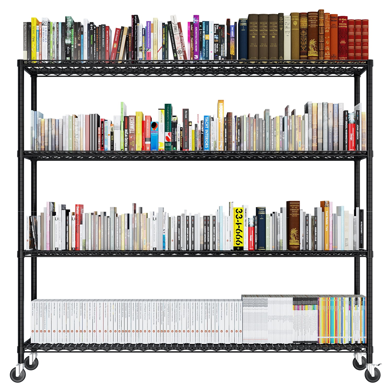 4-Tier Adjustable Iron Shelving Unit, 59.84 x 24.41 x 75.59 in, Black