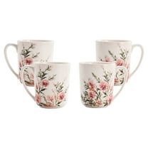 Bico Pink Dandelion Ceramic Mugs, 16oz, Set of 4, for Coffee, Tea, Drinks, Microwave & Dishwasher Safe