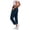 Navy, variant on Ladies Casual Ankle Cargo Pants, Slimmer Straight Leg Cargo Design, Elastic Waist, Lightweight Fabric, Streetwear Daily Trendy Bottoms Black L