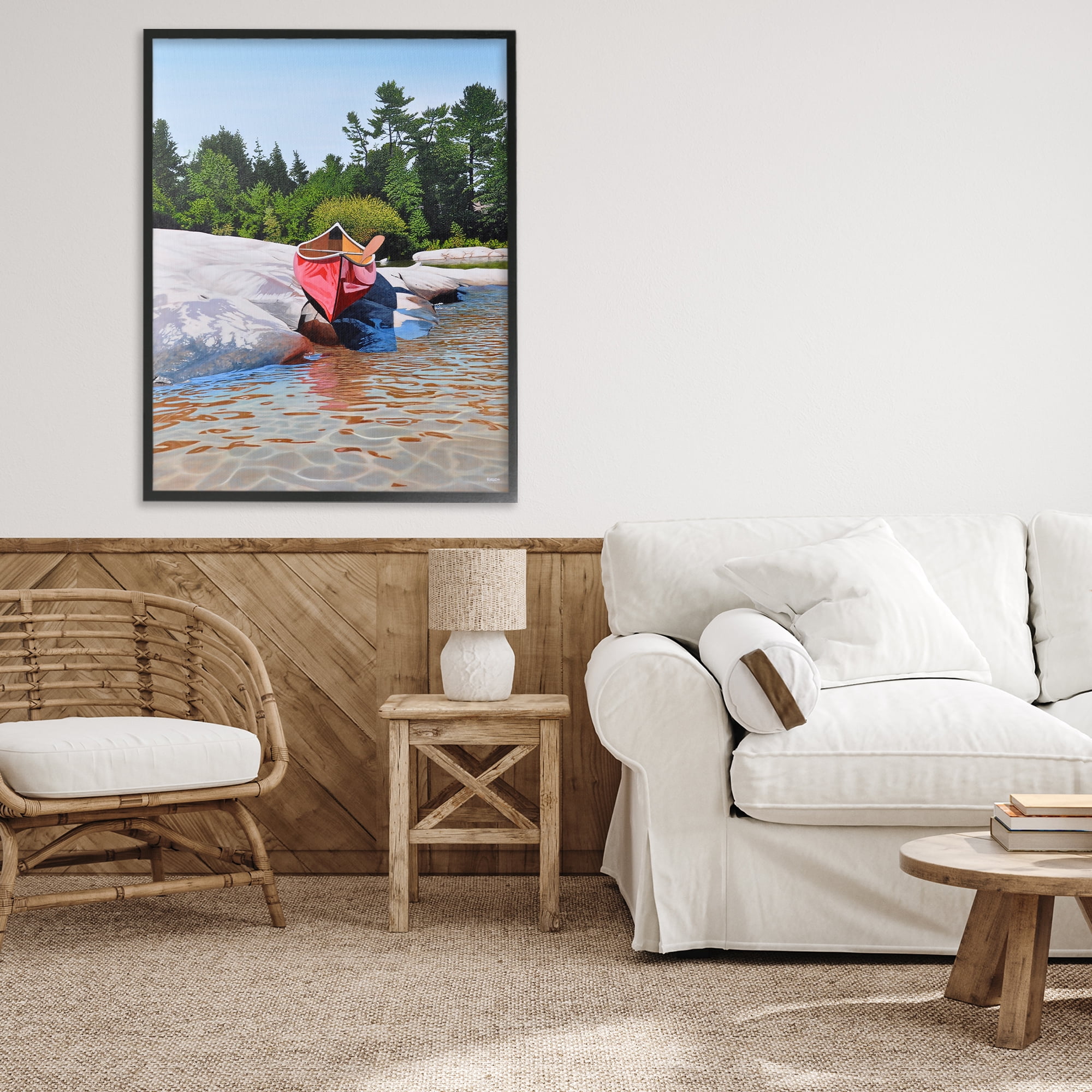 Stupell Industries Canoe at Water's Edge Black Framed Giclee Art, design by Kenneth M Kirsch