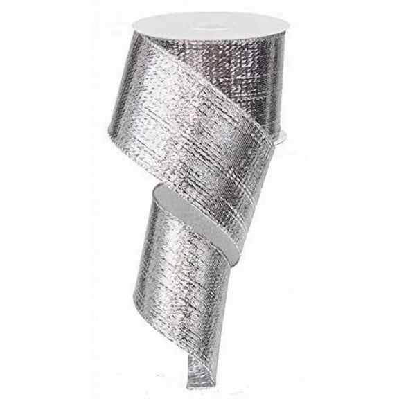 Solid Silver Wired Ribbon Metallic Lame Christmas (2.5 Inches x 10 Yards)