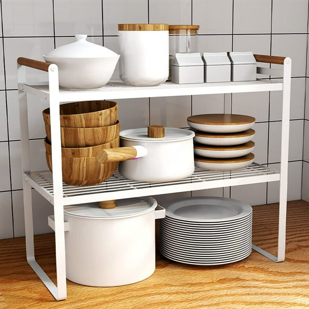 Organizador de Encimera de Doble Capa,Soporte de Especias para Despensa,Estantes de Almacenamiento de Cocina,Organizador de Especias para Gabinete para Armarios Vajilla Especias Platos