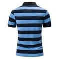 thumbnail image 4 of outfmvch polo shirts for men spring summer loose plus size button collar shirt striped print lapel short sleeve womens tops blue, 4 of 9