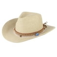 thumbnail image 2 of Sombrero de paja para el sol Colcomx Estilo vaquero occidental Ala grande Floppy Packable Beige, 2 of 8