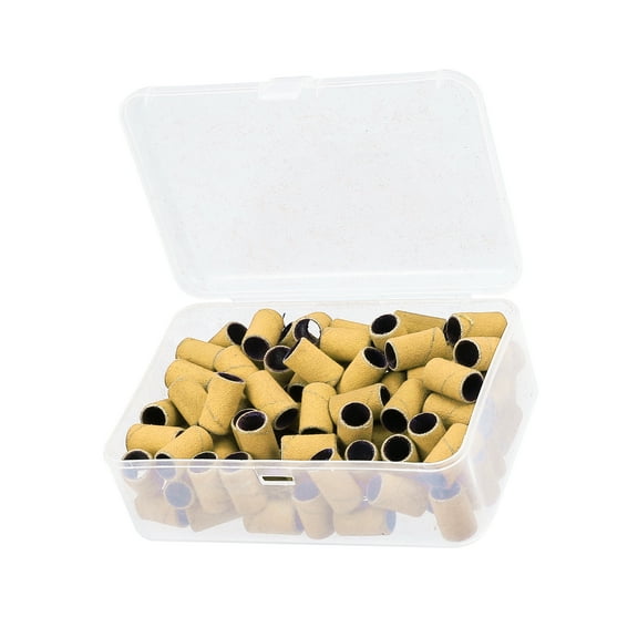 Unique Bargains 100pcs 240 Grit Nail Drill Bits Sanding Band Gel File Polish Remover For Electric Nail Tool Light Yellow