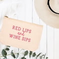 thumbnail image 3 of Koyal Wholesale Funny Makeup Bag Canvas Cosmetic Bag with Zipper Red Lips And Wine Sips Makeup Pouch 6.5 x 9 Inch, 3 of 5