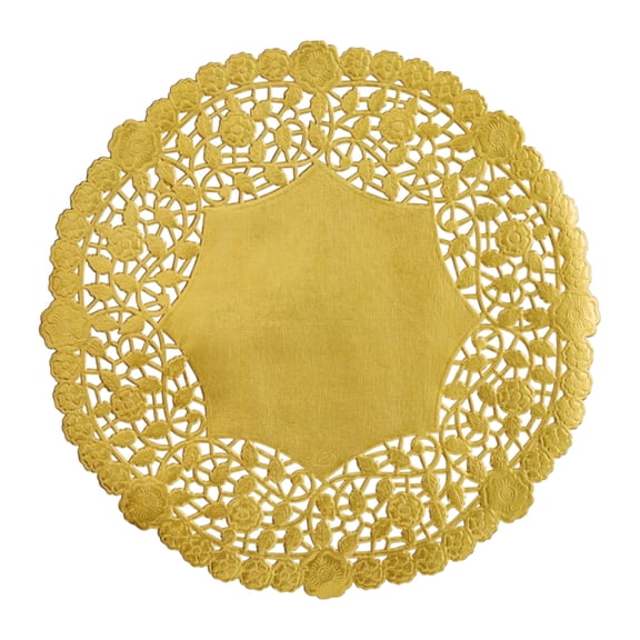 The Baker Celebrations Gold Foil Paper Lace Doilies, 12-Inch, Pack of 48