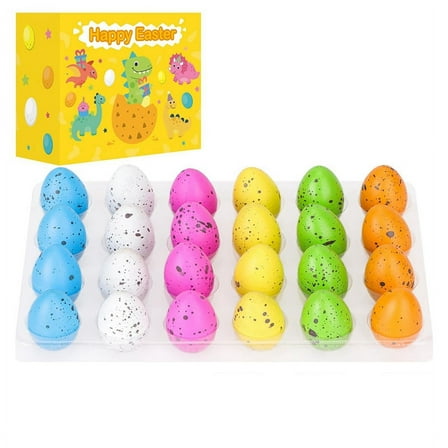 Prefilled Easter Eggs with Dinosaur Toys Inside, 24 PCS Easter Basket Stuffers Fillers for Easter Egg Hunt, Toddler