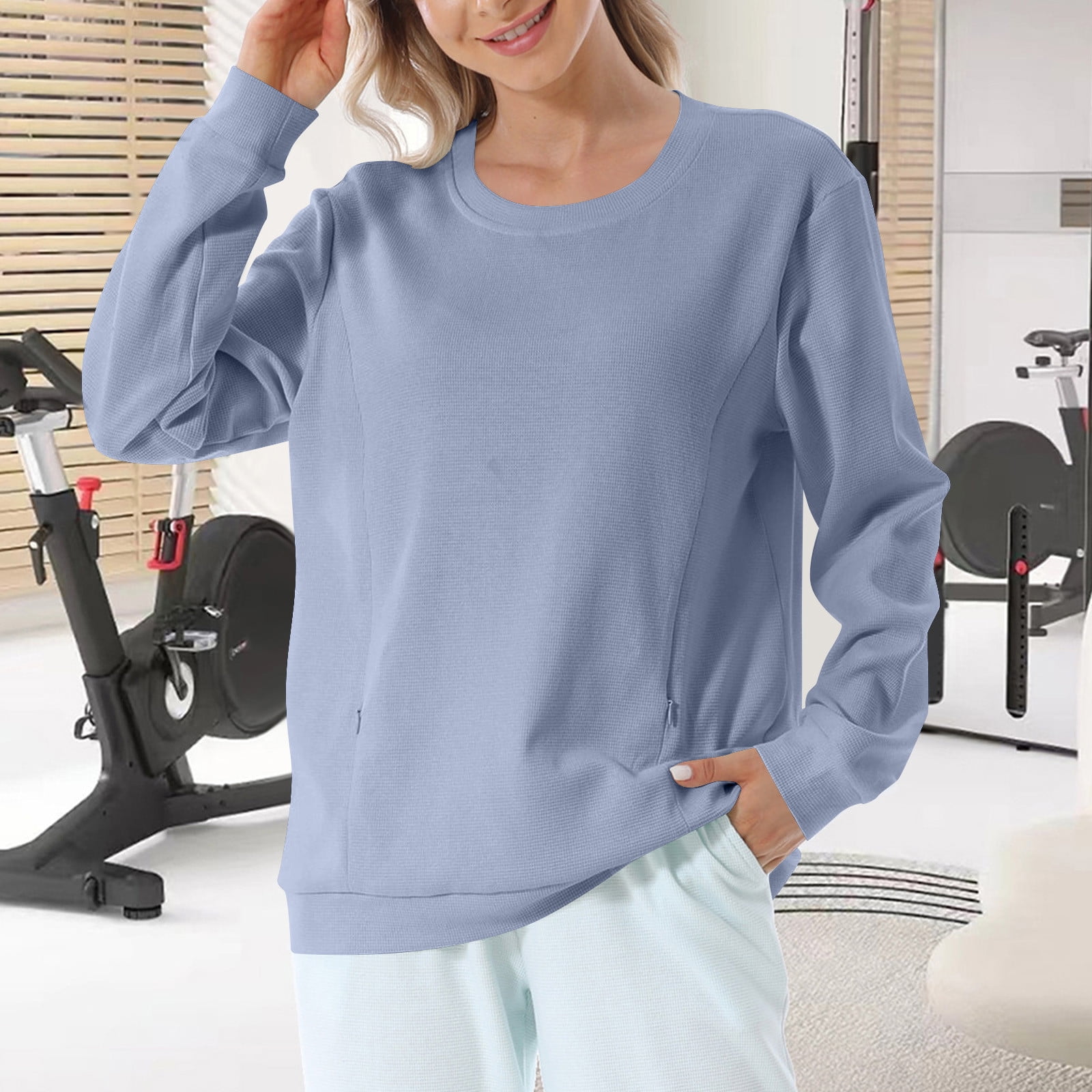 ylioge Maternity Tops for Women Pregnancy Plus Size S-4X Long Sleeve Sweatshirts with Zipper Pullover Solid Color Crewneck Nursing Sweatshirt Shirts