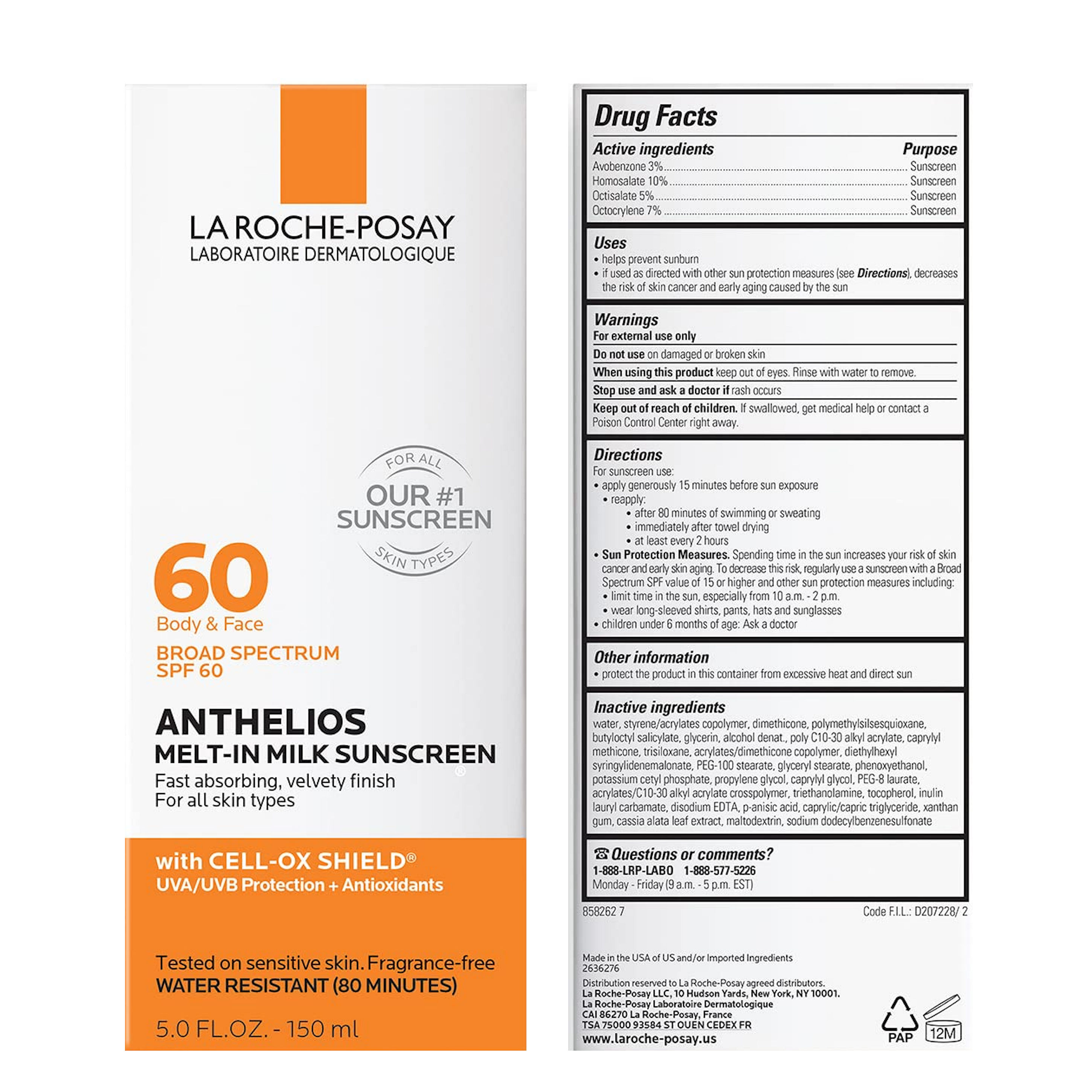 La Roche-Posay Anthelios Melt-In Milk Sunscreen SPF60 for Body & Face 5.0 fl. oz. (150ml) - image 3 of 3