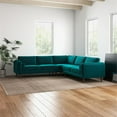 thumbnail image 5 of Hudson Turquoise Velvet Modern Living Room Corner Symmetrical Sofa, 5 of 9