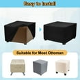 thumbnail image 4 of Twill Stretch Ottoman Cover Square Fit Length 23"-27", Medium, Black, 4 of 6