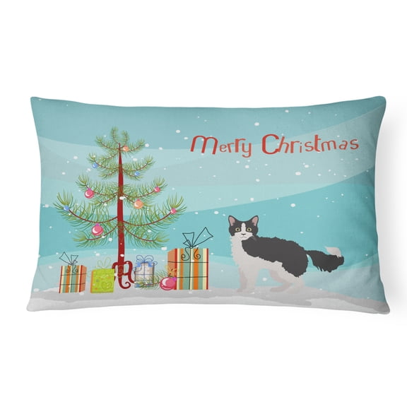 Carolines Treasures CK4642PW1216 La Perm 1 Cat Merry Christmas Canvas Fabric Decorative Pillow, 12H x16W, multicolor