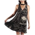 thumbnail image 3 of Harry Potter Juniors' Marauders Map Sleeveless Choker V-Neck Dress (Medium), 3 of 3