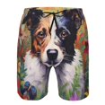 thumbnail image 3 of Vsdgher Colorful Flower Dog Men's Beach Shorts, Surfing shorts, Swim trunks, Quick Dry Swim Trunks for Surfing Beach Fun -Large, 3 of 6