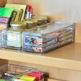 thumbnail image 3 of 2 Pack Stackable Plastic Storage Organizer Container Bins with Lids, 10" x 4" x 3", Stackable Storage Bins with Handler YE393.402, 3 of 4