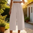 thumbnail image 4 of BUIGTTKLOP Capri Pants for Women High Waisted Cropped Lounge Pants Wide Leg Pleated Summer Capris with Pockets, 4 of 6
