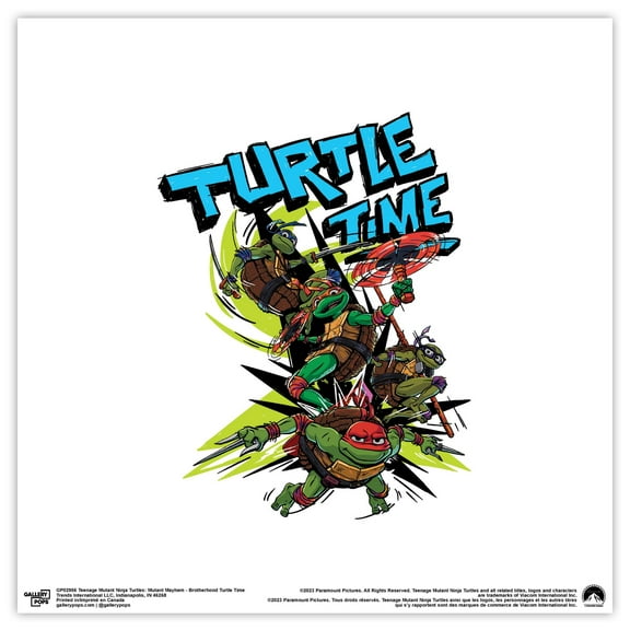 Gallery Pops Nickelodeon Teenage Mutant Ninja Turtles: Mutant Mayhem - Brotherhood Turtle Time Wall Art, Unframed Version, 12" x 12"